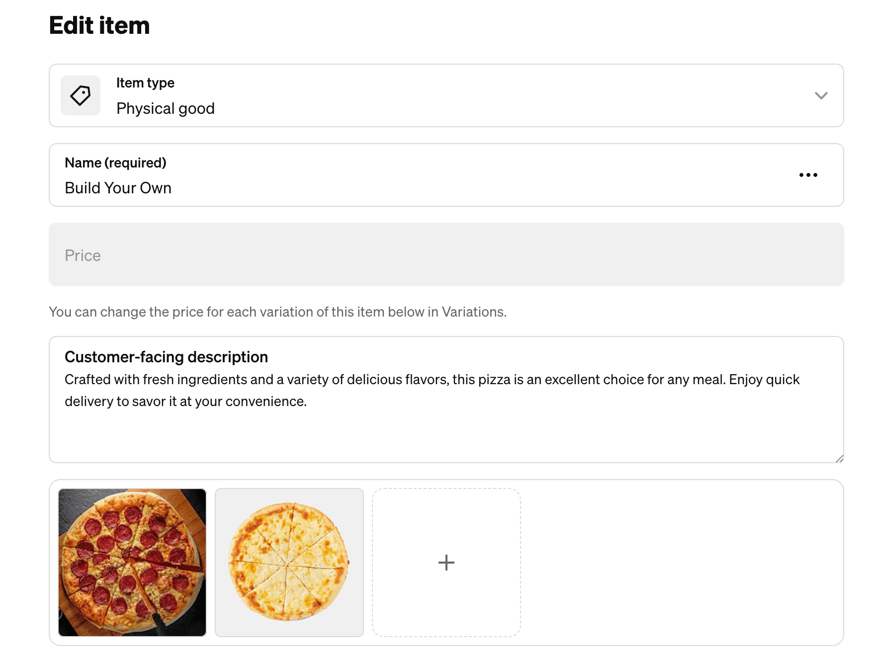 Square dashboard — item image upload